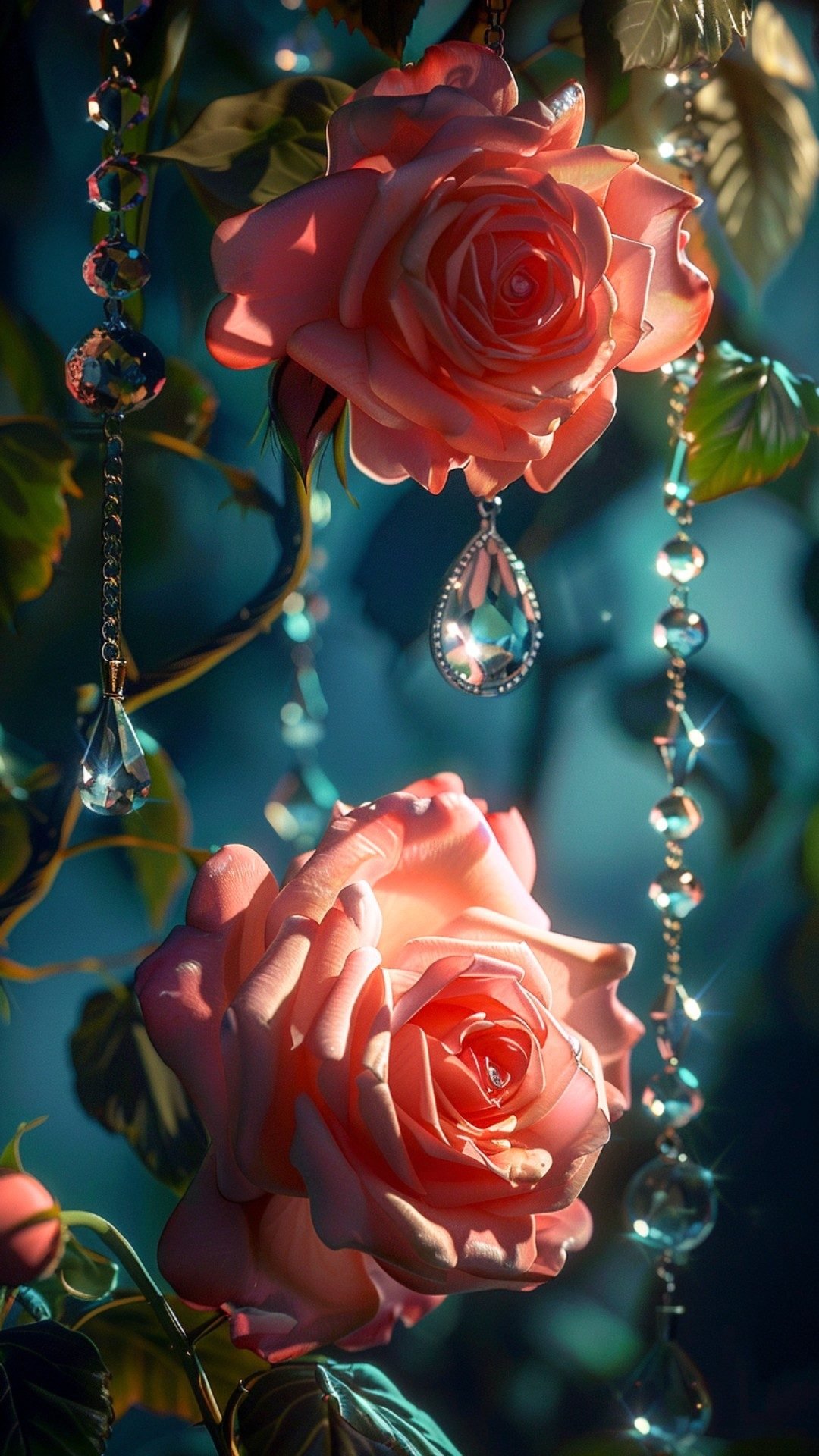 aesthetic cute wallpapers 4k lockscreen of roses and diamond