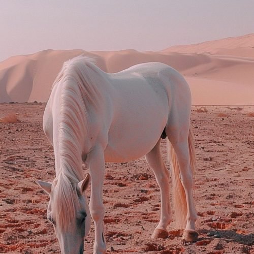 aesthetic cute wallpapers 4k lockscreen of horse on sand beach