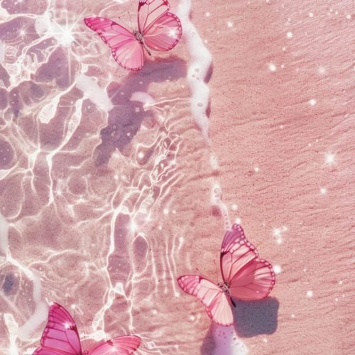 aesthetic cute wallpapers 4k lockscreen of pink butterflies