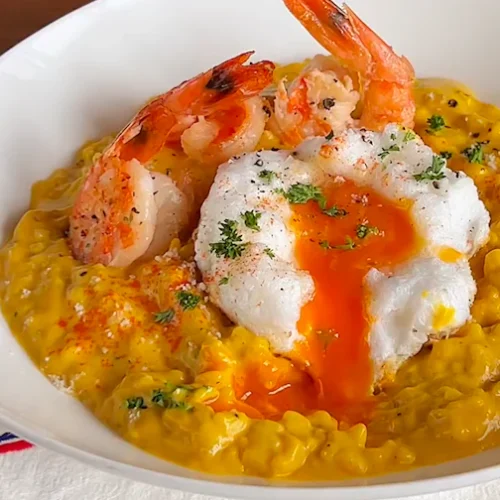 pumpkin prawn risotto